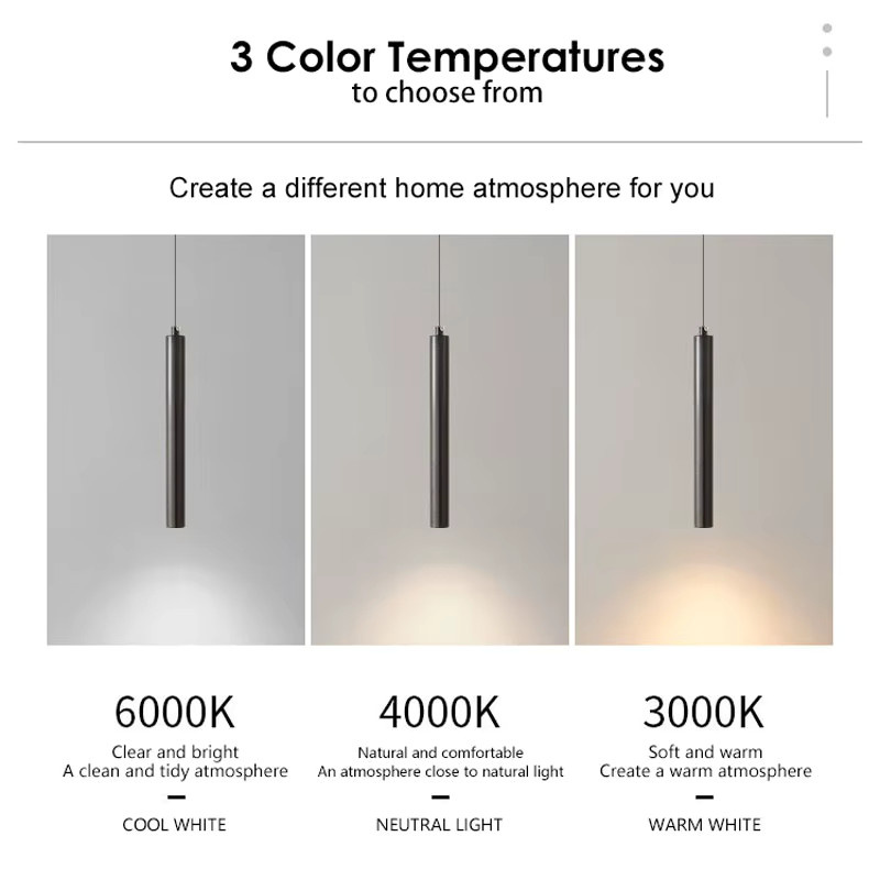 Vikotou LED-Pendelleuchte aus Metall in Schwarz, verstellbare Zylinder-Hängeleuchte für Schlafzimmer, Esszimmer oder als TV-Hintergrundbeleuchtung - Bild 2