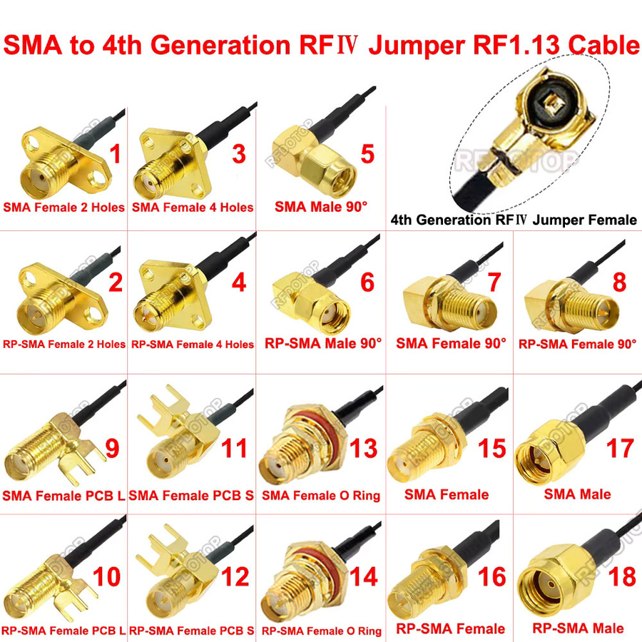RFDOTOP SMA-Stecker auf uFL/IPX1/MHF-Buchse RF1.13 Kabelverlängerung Pigtail Jumper 4. Generation für WLAN-Radioantennen - Bild 1
