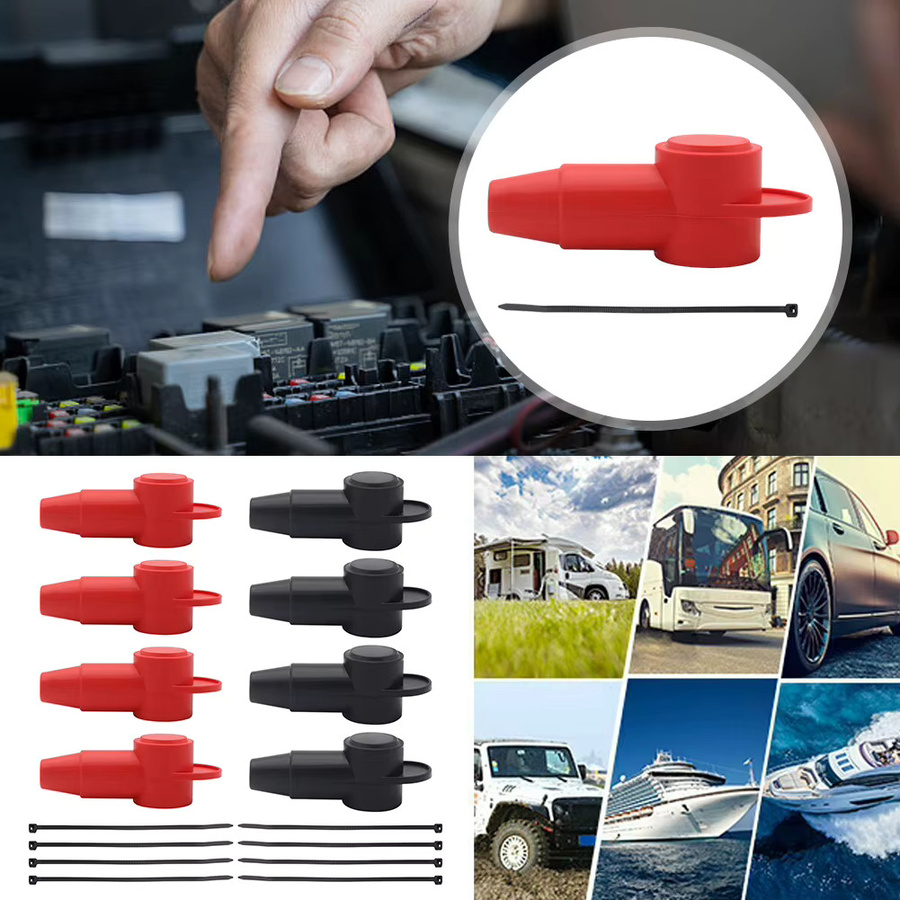 MOJOYCE Silikon-Batteriekabelklemmenabdeckungen im 8er-Set, Schutzkappen für Autobatteriekabelklemmen in Rot und Schwarz - Bild 5