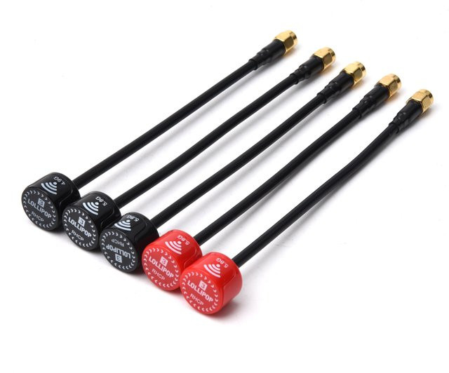 Queen Hobby Lollipop 3 V3 FPV-Antenne in Rot, 4,9 GHz und 5,8 GHz, 2,3 dBi RHCP, SMA und RP-SMA Anschluss, 150 mm Länge - Bild 1