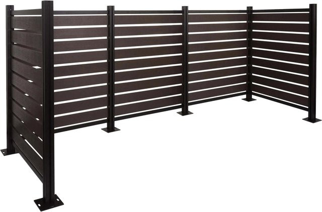 PROREGAL Mülltonnen-Zaun Mülltonnenverkleidung in Anthrazit Holzoptik, Erweiterbar, H: 130 cm, B: 300 cm, T: 110 cm - Bild 1