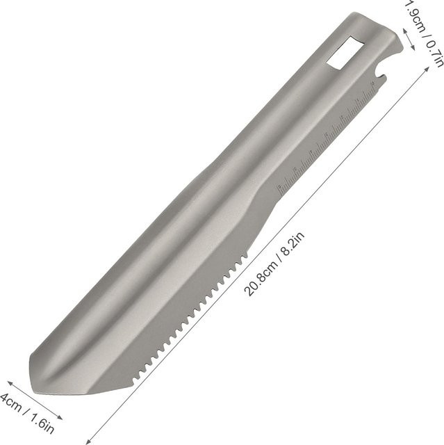 Shoemst Ultraleichte Titan Handschaufel Multiwerkzeug Rucksackspaten mit Tragetasche in Grau - Bild 1