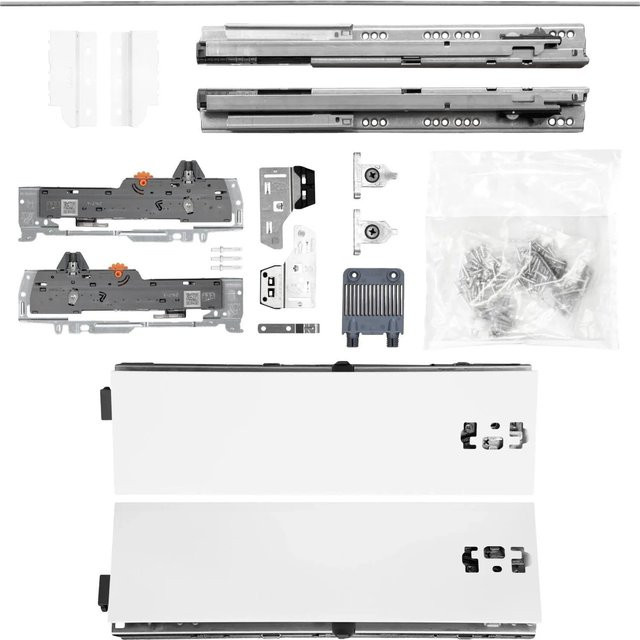 Blum Tandem Schubladenschienen Set mit Soft-Close, Weiß, Nennlänge: 450 mm, Zargenhöhe: 115 mm, Tragkraft: 65 kg - Bild 1