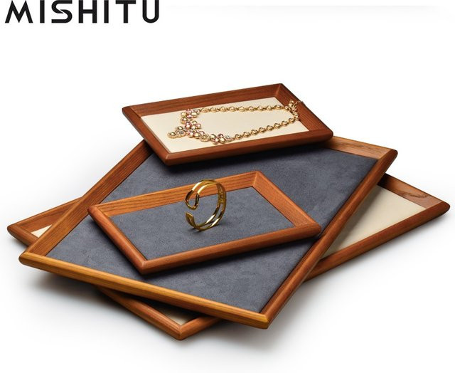 MISHITU Schmucktablett aus Holz in geometrischer Form für Ringe, Ohrringe und Halsketten, B/T/H: 24 x 24 x 24 cm - Bild 1