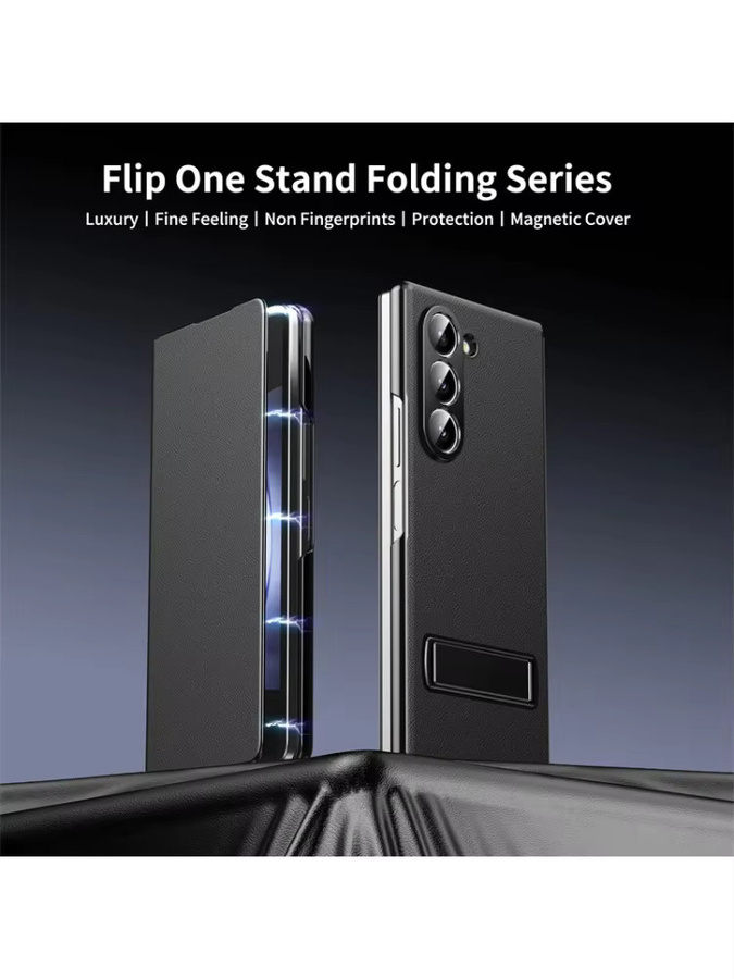 Elegante Leder-Magnet-Schutzhülle für Samsung Galaxy Z Fold 8 7 6 5 4 mit verstellbarem Legierungsständer in Schwarz oder Weiß - Bild 5