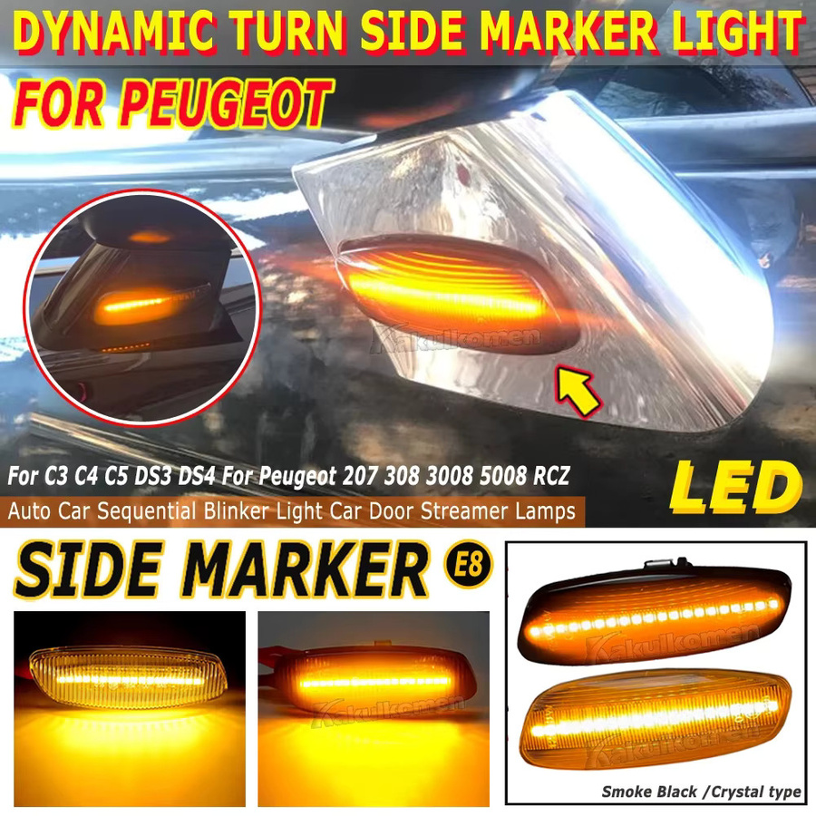 Dynamische LED Seitenmarkierungsleuchten Blinker für Citroen C3 C4 C5 DS3 DS4 und Peugeot 207 308 3008 5008 RCZ, 1 Paar - Bild 5