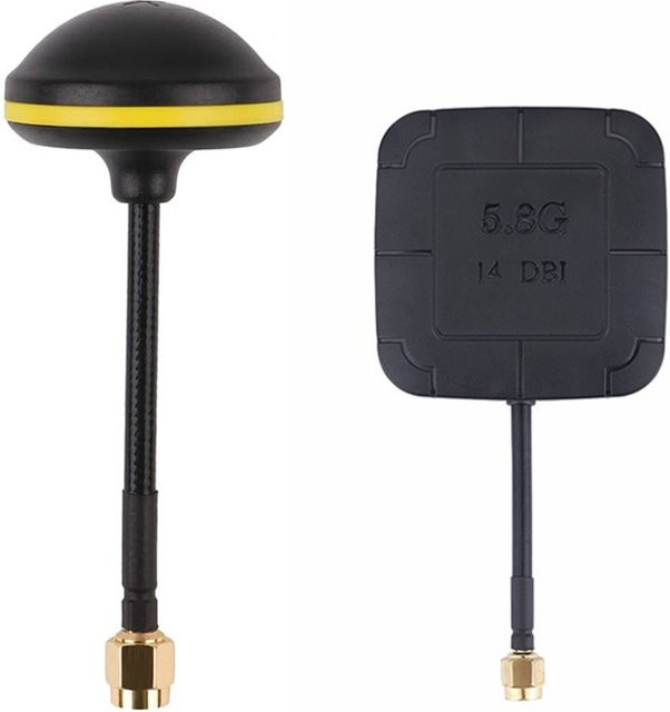 RC FPV Empfänger Set mit 5,8G 14dBi High Gain Flat Panel und Pilz Antenne für EV800D FPV Brille und RC Drohnen, Schwarz/Mehrfarbig - Bild 1