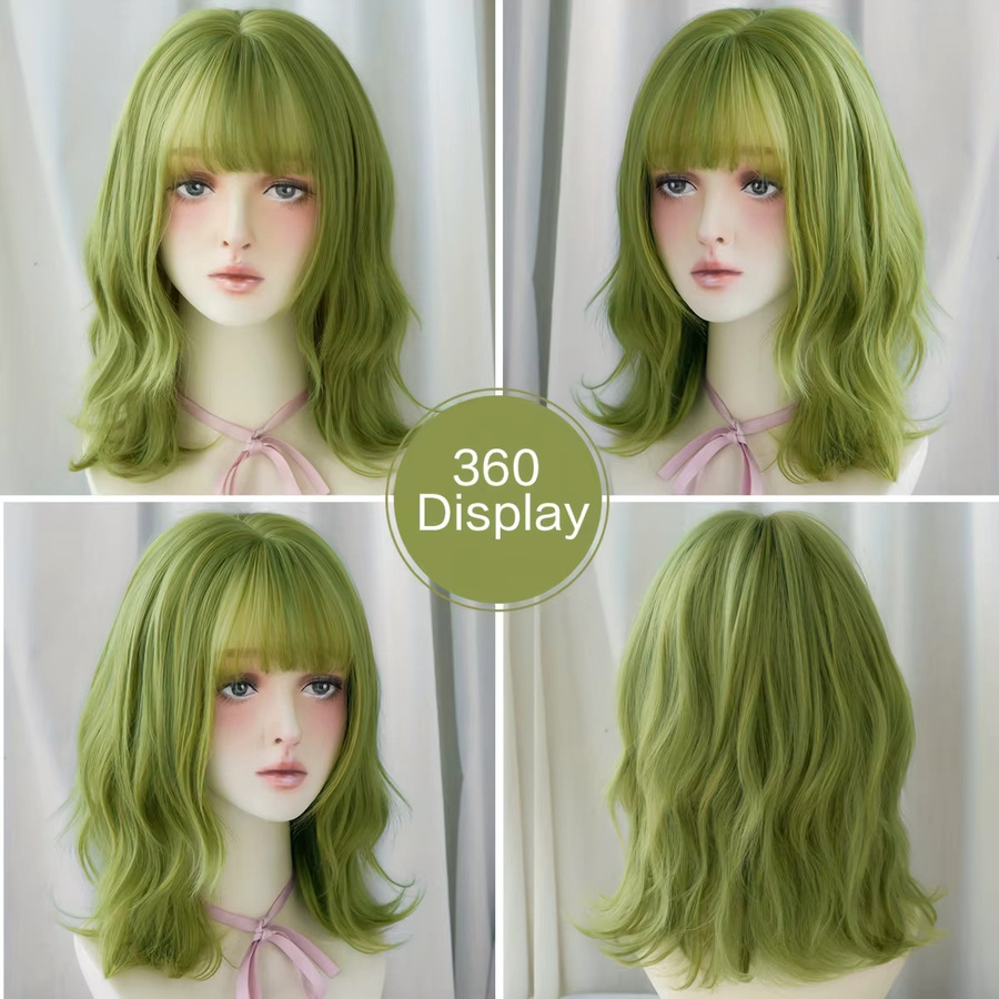 7JHH WIGS Perücke, schulterlang, gewellt, vanillegrün, Damen - Bild 3