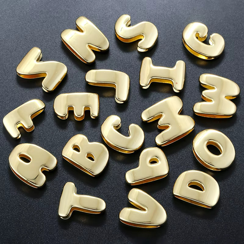 ZHUKOU Buchstabenanhänger, Perle, Messing, Gold, Unisex - Bild 3
