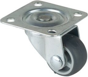 BS Lenkrolle F26 mit Platte aus Kunststoff, Durchmesser 25 mm, Breite 13 mm, Farbe Silber - Bild 1