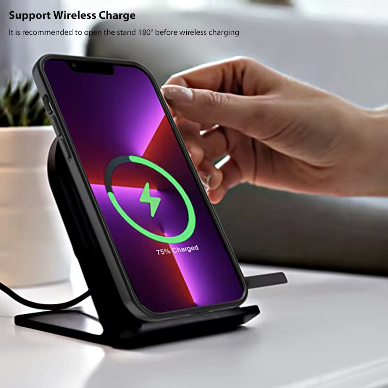 Magnetische Handyhülle mit Ständer für iPhone 16 15 14 13 12 11 Pro Max Plus in Schwarz von UYUXIO - Bild 4