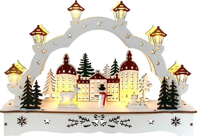 HTI-Living Lichterbogen Winterschloss in modernem Weiß aus Holz für Weihnachten und Advent - Bild 1