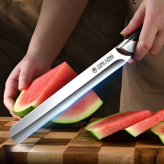 PTIEB Multifunktionsmesser aus Edelstahl in Silber für Obst, Wassermelone, Brot und Grill - Bild 1
