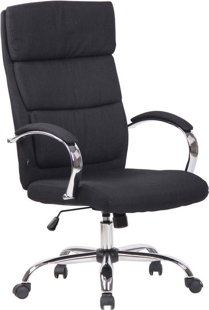 TPFLiving Bürostuhl Bradley aus Stoff in Schwarz mit Armlehnen und Rollen, B/T/H: 64,0 x 70,0 x 122,0 cm - Bild 1
