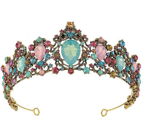 Wucifang Jewelry Diadem, Messing, Gold, Kristall, Damen, Vintage - Bild 1