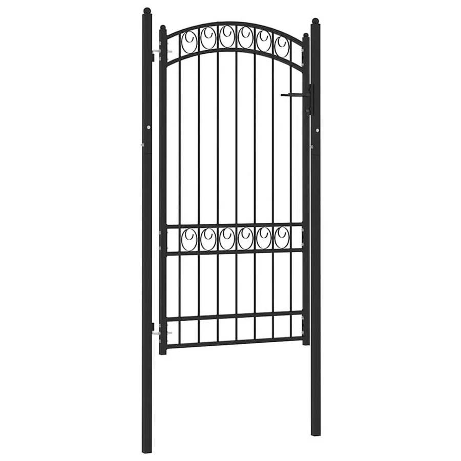 vidaXL Zauntor aus Stahl mit gewölbter Spitze in Schwarz, B: 102 cm, H: 175 cm - Bild 2