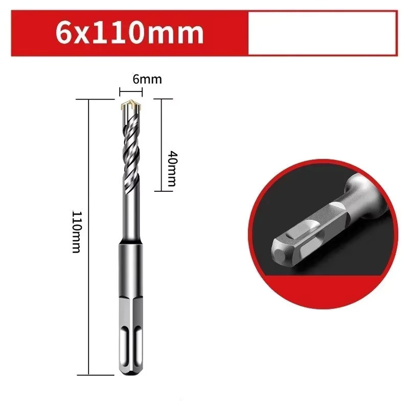 JUSTINLAU Elektrischer Hammerbohrer SDS Plus mit Kreuztyp aus Wolframstahllegierung für Mauerwerk, Beton und Stein, Farbe: Silber, Durchmesser: 11 mm - Bild 6