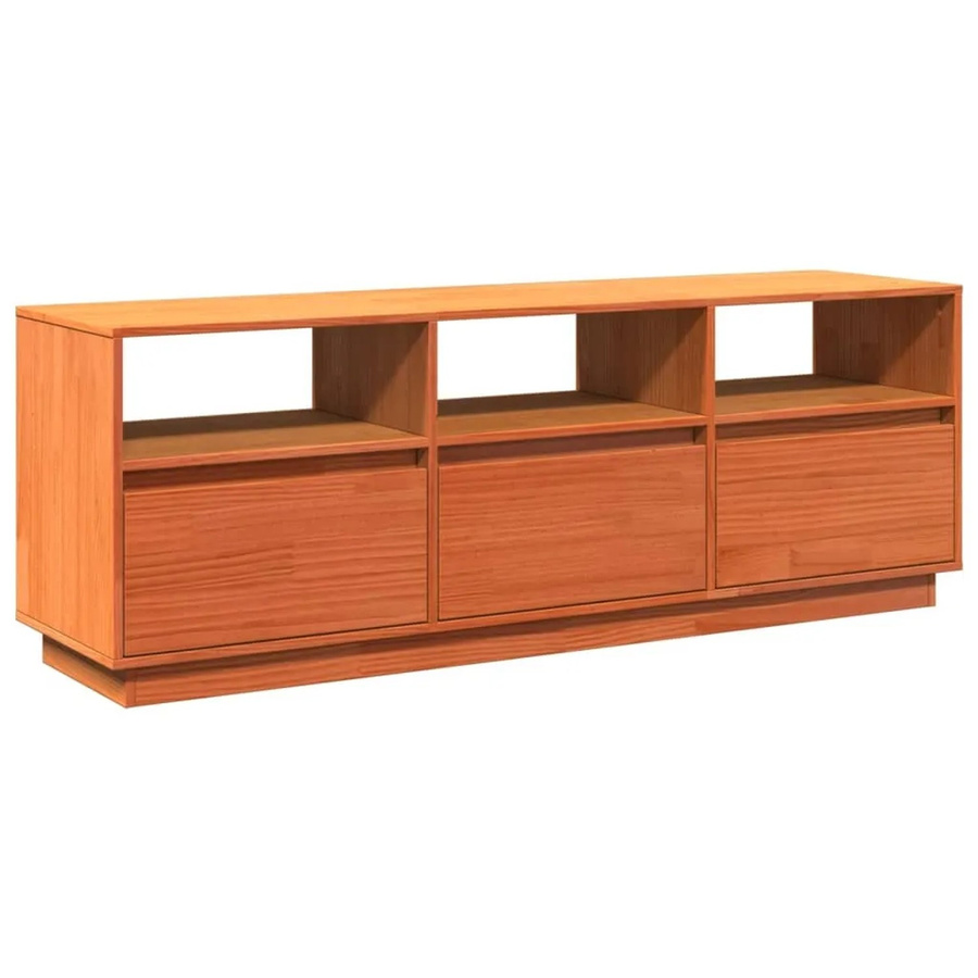 vidaXL TV-Schrank aus Massivholz Kiefer in Wachsbraun, Rustikaler Mediaschrank für Wohnzimmer und Schlafzimmer, B/T/H: 140 x 37 x 50 cm - Bild 2