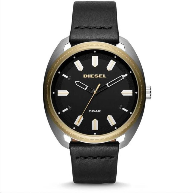 Diesel Armbanduhr, Analoguhr, Quarz, Edelstahl, Leder, Schwarz, Herren - Bild 1
