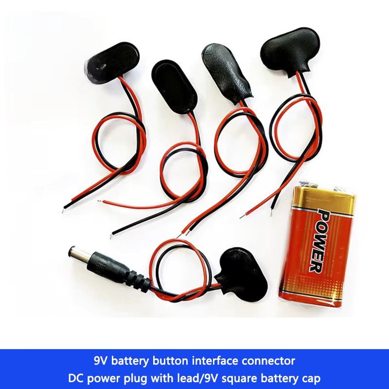 PENGHEKEJI 9V-Batterie-Knopfzellen-Anschluss mit Kabel und Gleichstromstecker in Schwarz - Bild 3