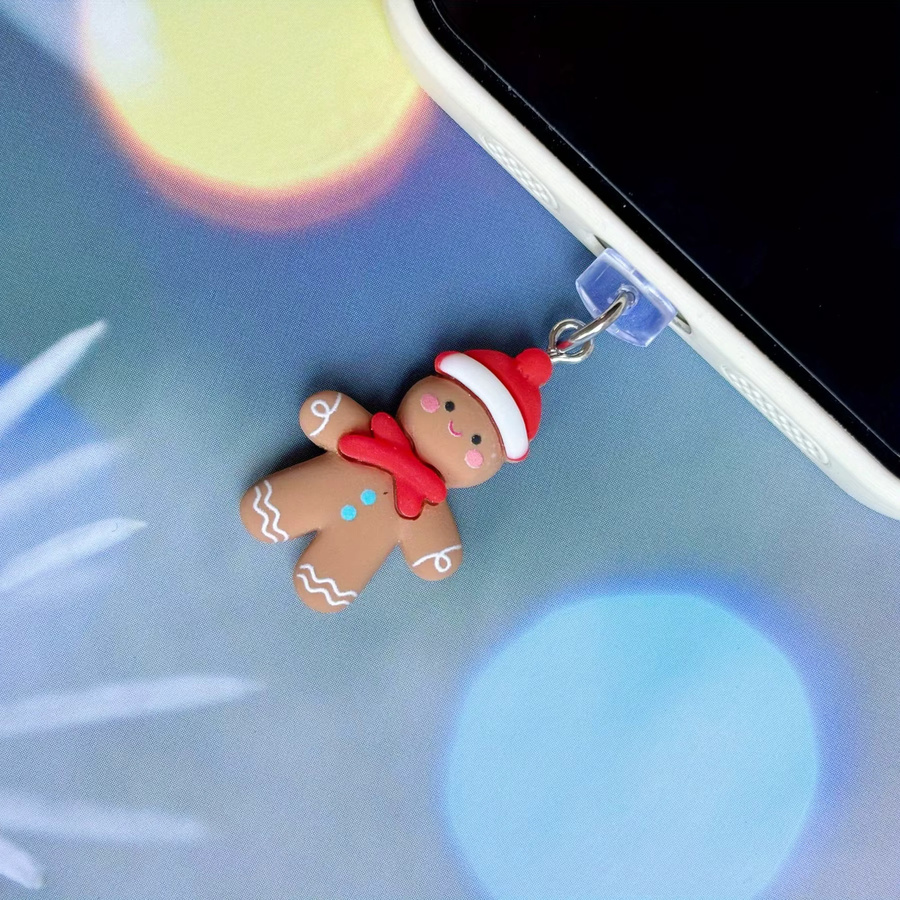Niedliche Weihnachts-Lebkuchenmann Staubstecker-Dekoration für iPhone und USB-C Schnittstellen - Bild 3