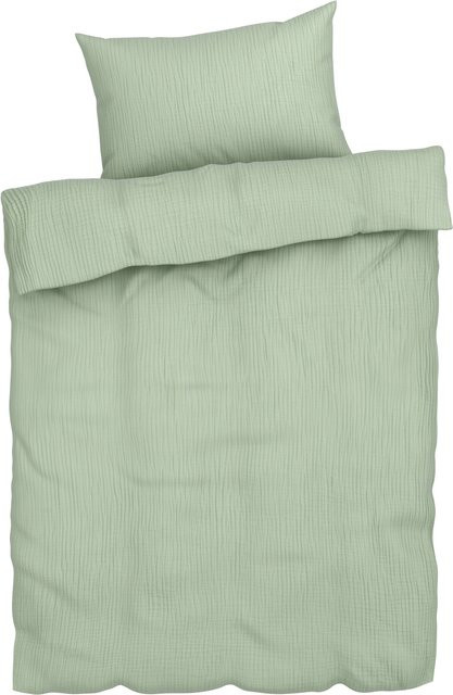 LIVARNO Baby-Musselin-Bettwäsche aus Baumwolle, Grün, B/H: 100 x 135 cm - Bild 1