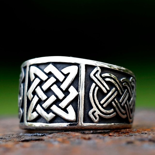 Ring Viking Odin Trinity Keltischer Knoten, Edelstahl, Silber, Herren - Bild 1