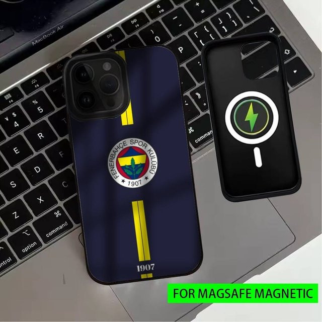 Handyhülle mit T-Turkey Fenerbahce-Muster für Apple iPhone 11 bis iPhone 17 Pro Max, Magnetisch für MagSafe kabelloses Laden, Blau - Bild 1