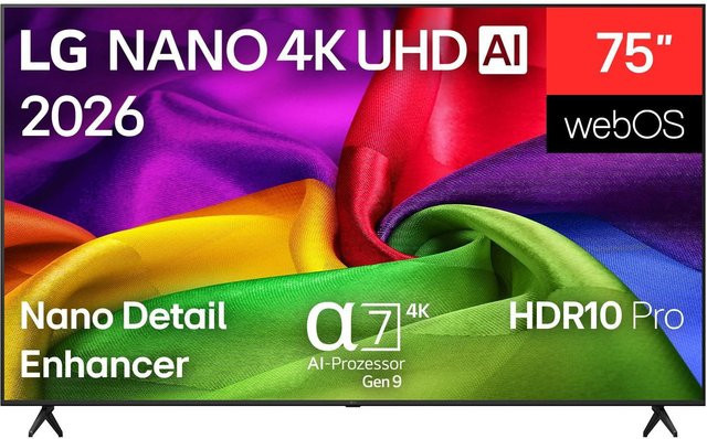 LG 75NU800B6LA LED TV 4K UHD Smart Fernseher in Schwarz mit Wi-Fi, Bluetooth und HDMI - Bild 1