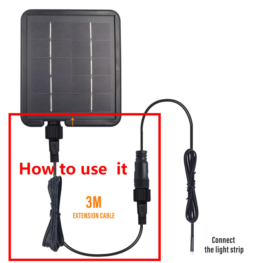 GAHADA Solarpanel Verlängerungskabel, 3m, 2-poliger Stecker auf Buchse, wasserdicht, Schwarz - Bild 3