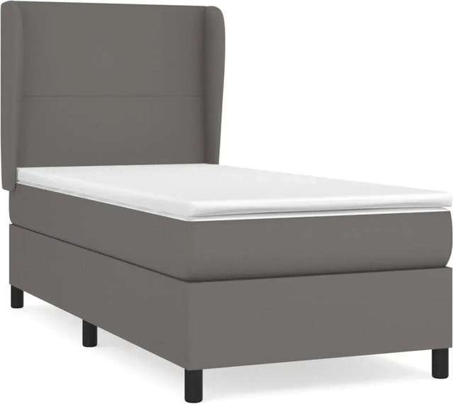 vidaXL Boxspringbett mit Matratze Grau B/T/H: 80 x 200 cm, Hybrid-Design mit Taschenfederkern und Kunstleder - Bild 1