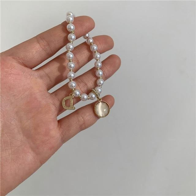 Armband, vergoldet, Edelstahl, Perle, Damen - Bild 1