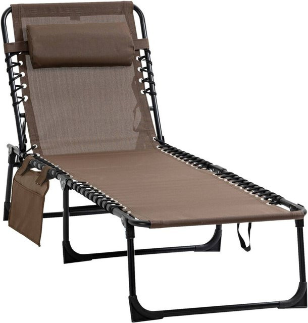 Outsunny Sonnenliege braun aus pulverbeschichtetem Stahl mit verstellbarer Kopfstütze und Textilene-Gewebe, B/H/L: 58 x 30 x 185 cm - Bild 1