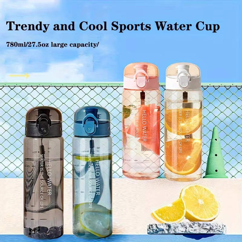 YOCITY Sportliche Trinkflasche aus transparentem Material in Pink, 780 ml, auslaufsicher und mattiert für Fitness und Reise - Bild 2