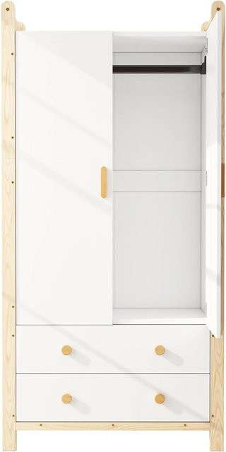okwish Kleiderschrank mit Kleiderstange und Schubladen in Weiß, B/T/H: 90 x 45 x 180 cm - Bild 1