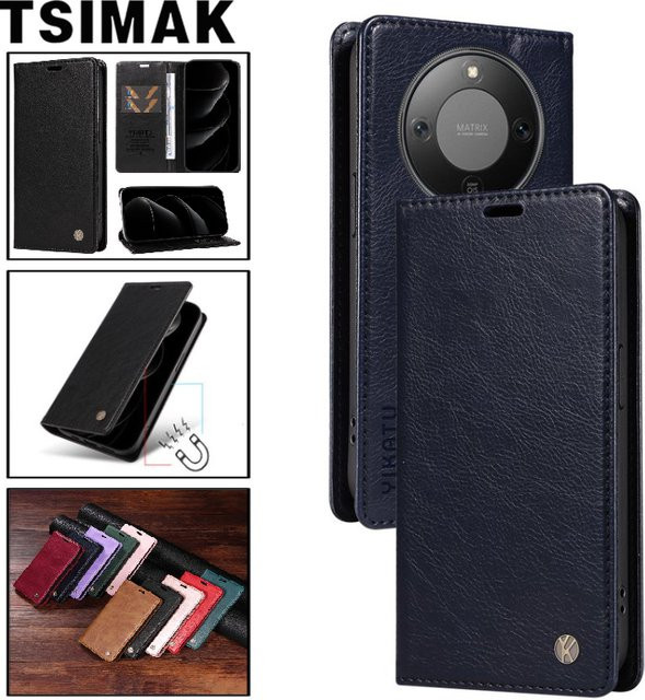 Leder Flip Wallet Hülle für Honor X9A X9B X9C X7A X7B X7C X6A X6B X6C X8A X8B X8C X5B X5C Plus X6 X7 X8 X9 in Blau - Bild 1