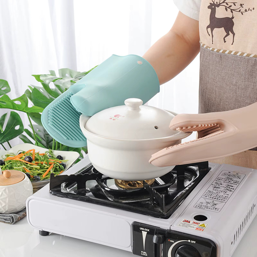 Popnova Hitzebeständige Silikon Ofenhandschuhe zum Backen und Kochen, Farbe: Pink - Bild 2