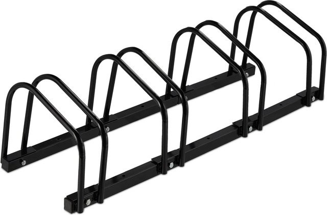 Relaxdays Fahrradständer aus Stahl in Schwarz, verstellbar für 4 Fahrräder, B/H/T: 100 x 27 x 33 cm - Bild 1