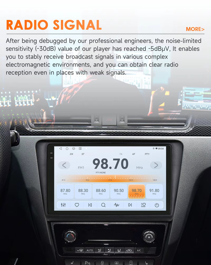 Hizpo Auto Radio Stereo mit 8 Kernen, 8 GB RAM und 128 GB Speicher für Skoda Rapid und Seat Toledo 2013-2019, QLED Display, AI Sprachsteuerung, 4G und WIFI, Schwarz - Bild 2