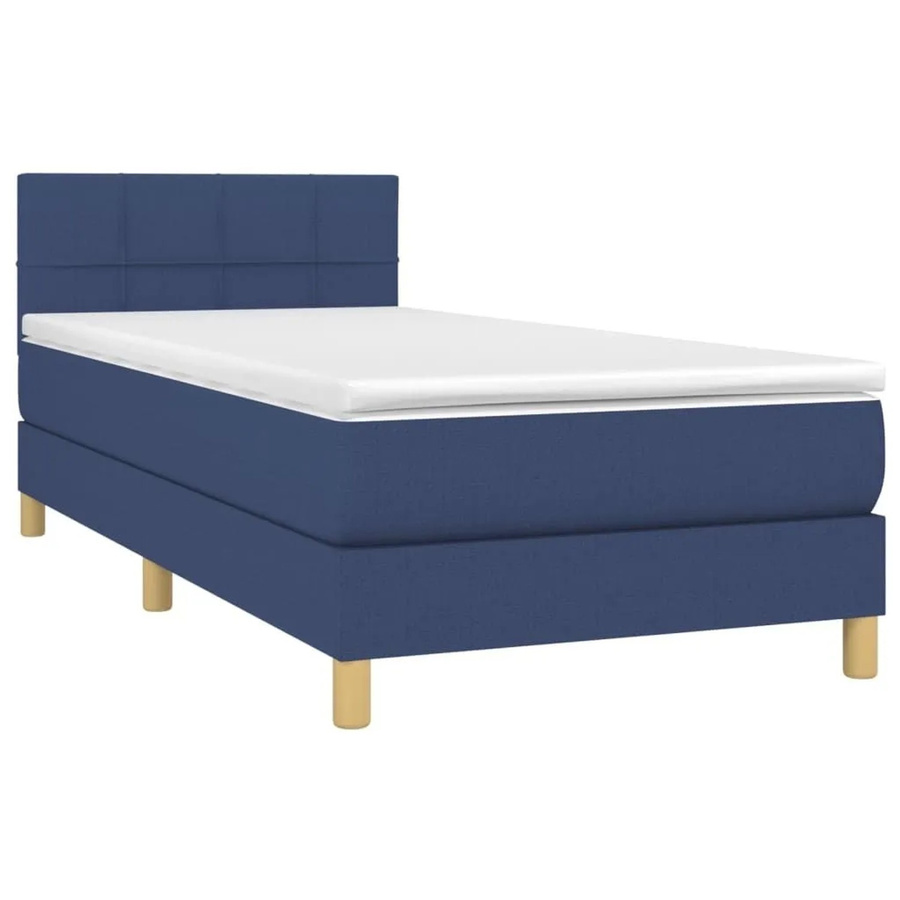 vidaXL Boxspringbett Hybrid mit Matratze und LED-Beleuchtung in Blau und Weiß, B/T/H: 90 x 190 x 78 cm - Bild 2