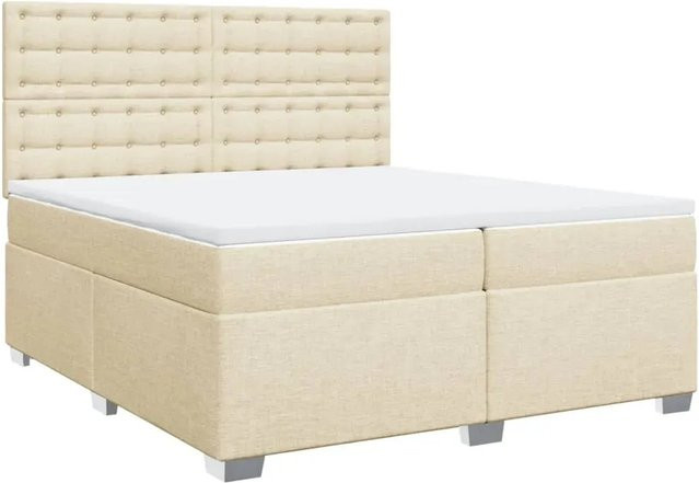 vidaXL Boxspringbett mit Matratze Hybrid-Design in Creme und Beige, B/T: 200 x 200 cm - Bild 1