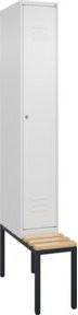 C+P Spind Classic PLUS Garderobenschrank mit Sitzbank, 1 Abteil, Farbe Anthrazit, B/T/H: 212,0 x 30,0 x 81,5 cm, mit Zylinderschloss und 4 Garderobenhaken - Bild 1
