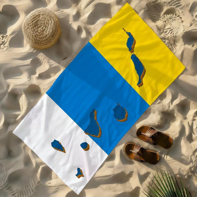 Strandtuch Flagge der Kanarischen Inseln von JMG Household Supplies, blau und gelb, B/H: 40 x 70 cm - Bild 1