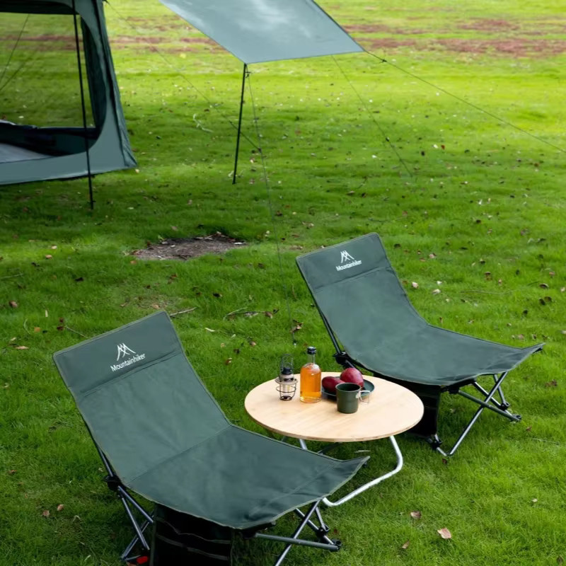Mountainhiker Vierstufiger Verstellbarer Campingstuhl in Grün mit Armlehnen und Textilene-Bezug - Bild 6