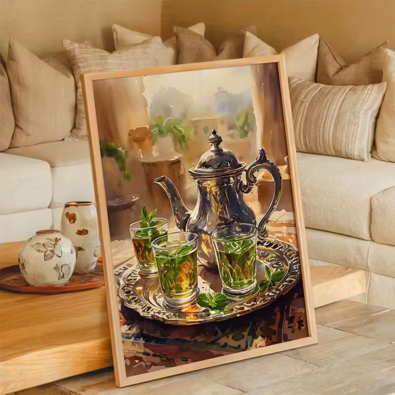 HQYSZZ Leinwandgemälde Marokkanische Teekannen im böhmischen Stil als Wandkunst für dein Wohnzimmer oder Esszimmer - Bild 2