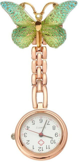 FDferndz Taschenuhr Schmetterlingsform, Quarz, Messing, beige, Damen - Bild 1