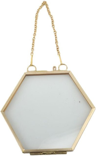 TOMTOP JMS 8er Set Vintage Trockenblumen-Rahmen aus Messing und Glas in Gold mit Aufhängekette zum Aufhängen - Bild 1