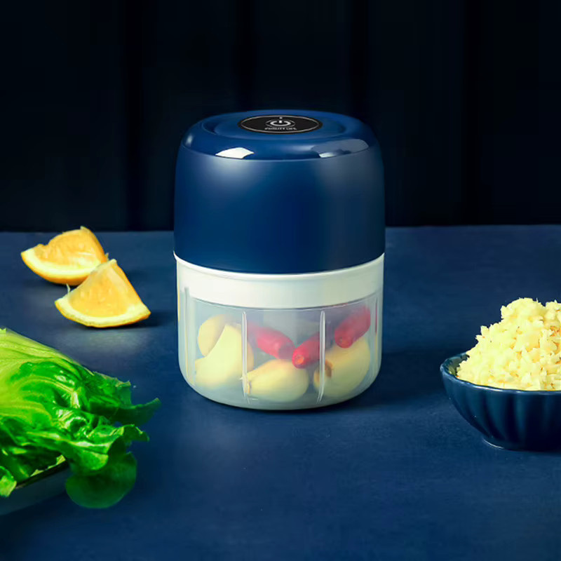 JFBONIN Drahtlose elektrische Mini Knoblauchpresse und Fleischwolf in Blau mit 250 ml Fassungsvermögen - Bild 5
