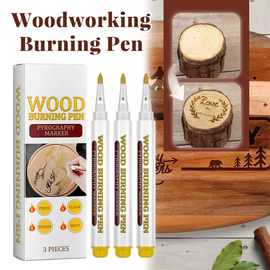 3er-Set Holzbrand-Marker für künstlerische DIY-Handwerksprojekte von Kindern in Weiß - Bild 4