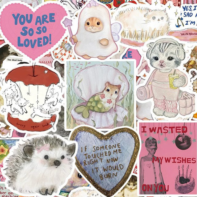50 Stück Bandai Vintage Tiermuster Sticker mit lustigen Cartoon Motiven in Multicolour für Laptop, Gepäck und Handy - Bild 1